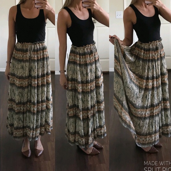 Color Club Dresses & Skirts - Color Club vintage green boho maxi skirt